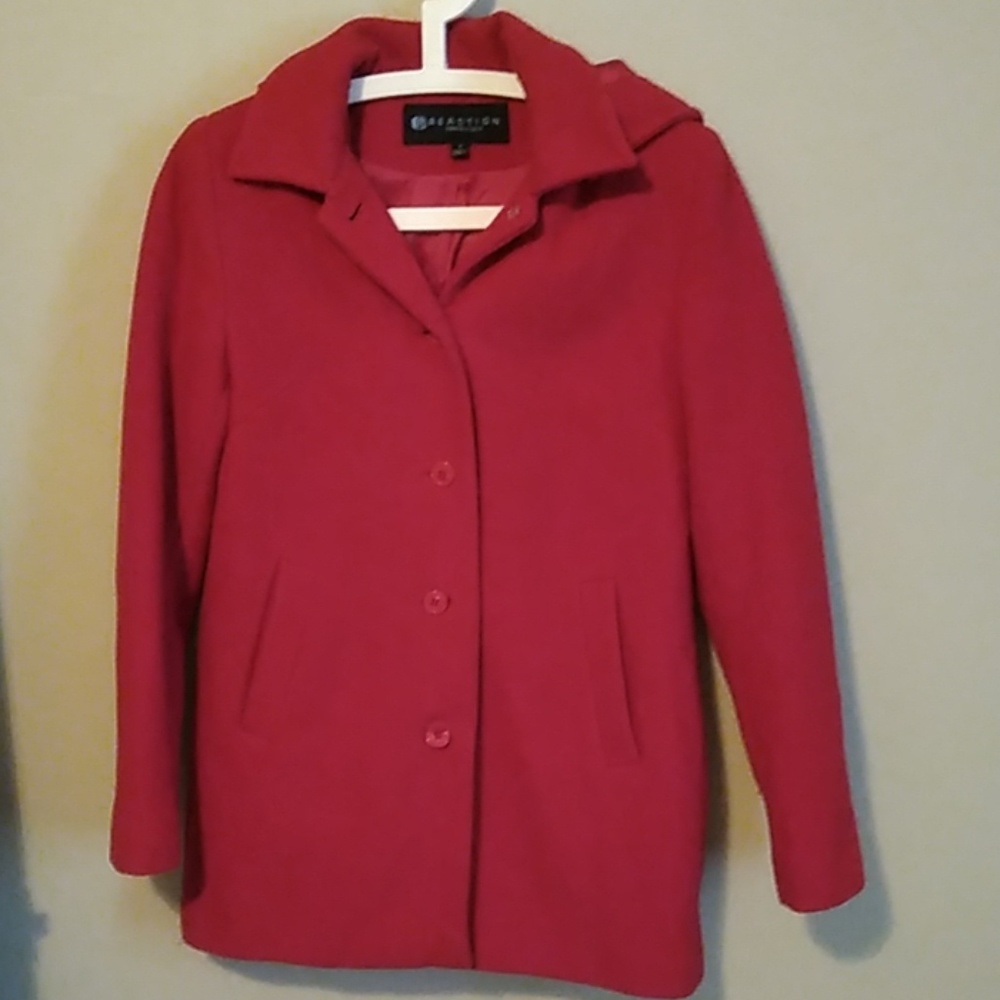 Red wool peacoat